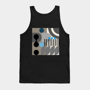 Modern Abstract Geometric Bauhaus Doodle Blue Black Grey Style Tank Top